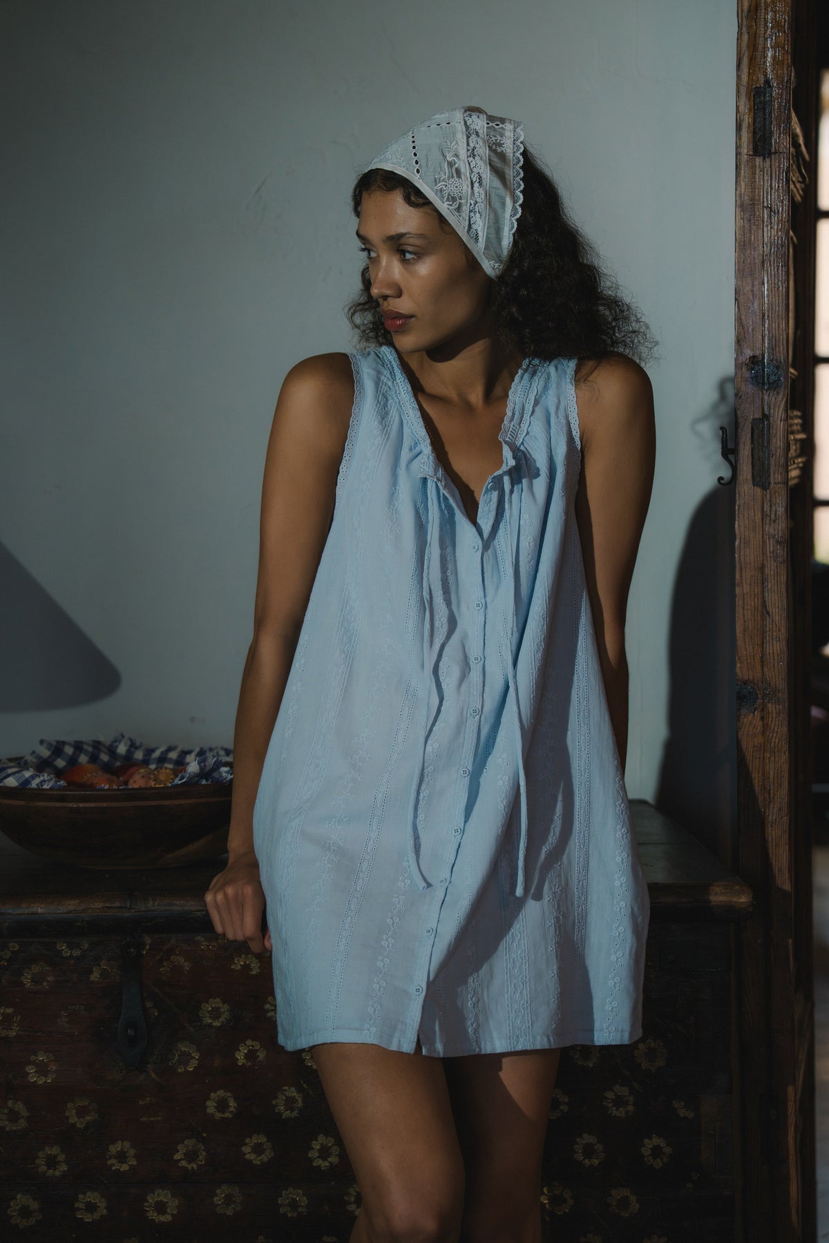 Martina Mini Dress - Stone Blue