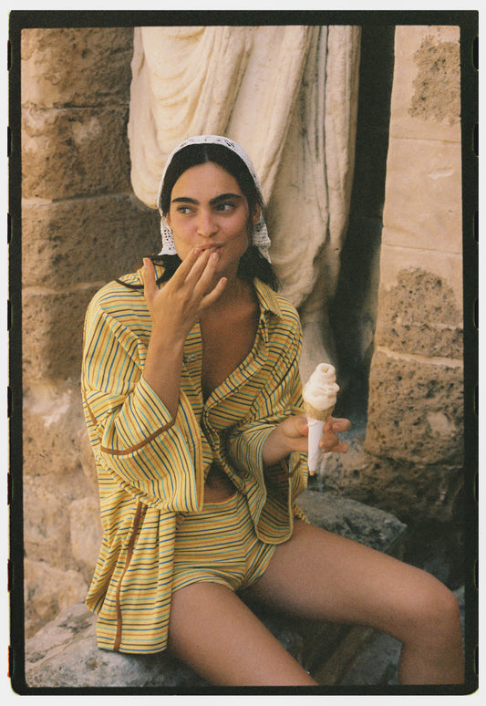 Lemon Striper Bungalow Shirt