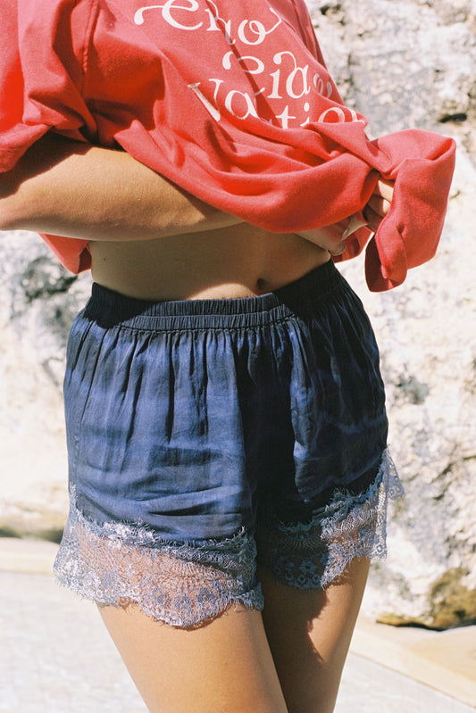 Night Tie Die Lace Trim Short