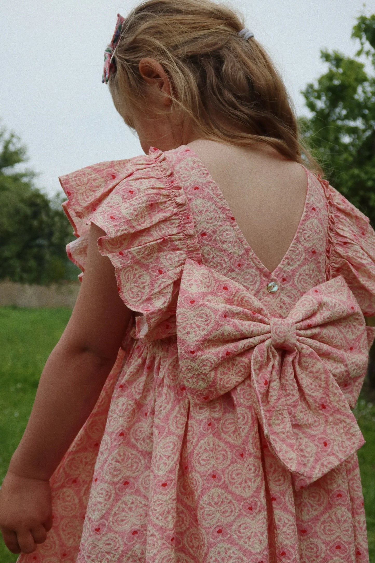 Ava Bow Dress - Lacey Pink