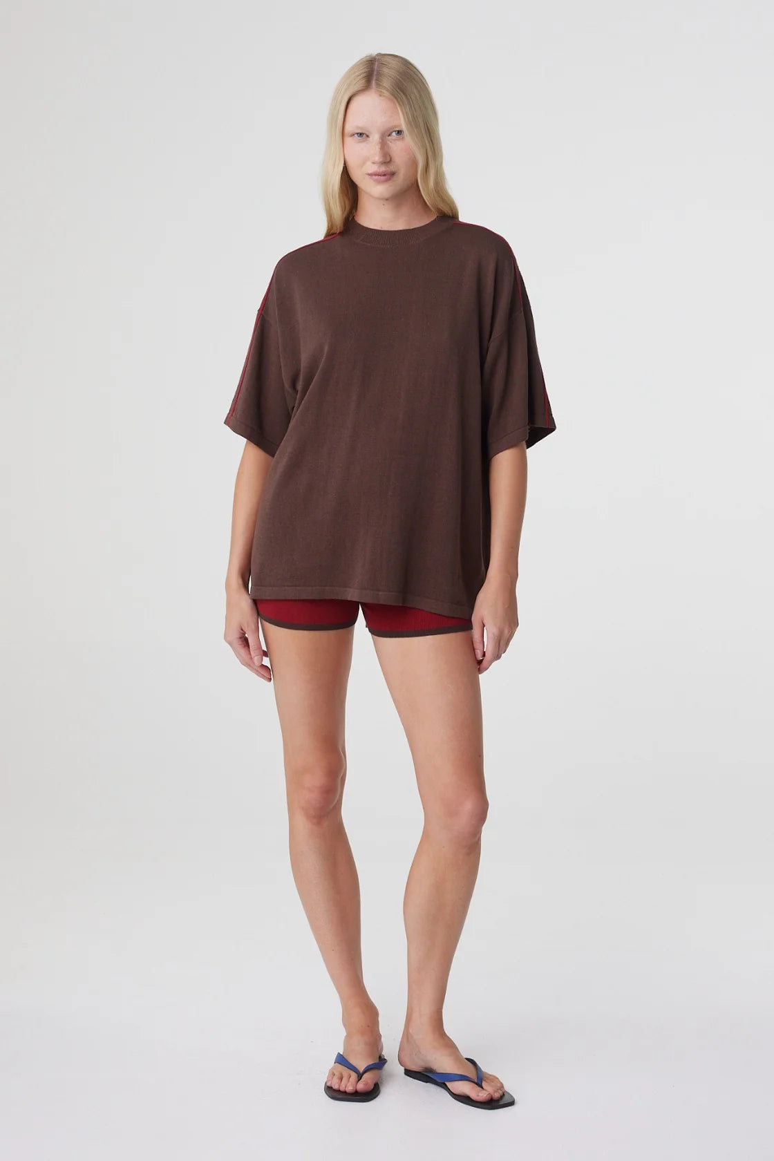 Pippa Oversized Tee - Espresso & Chilli