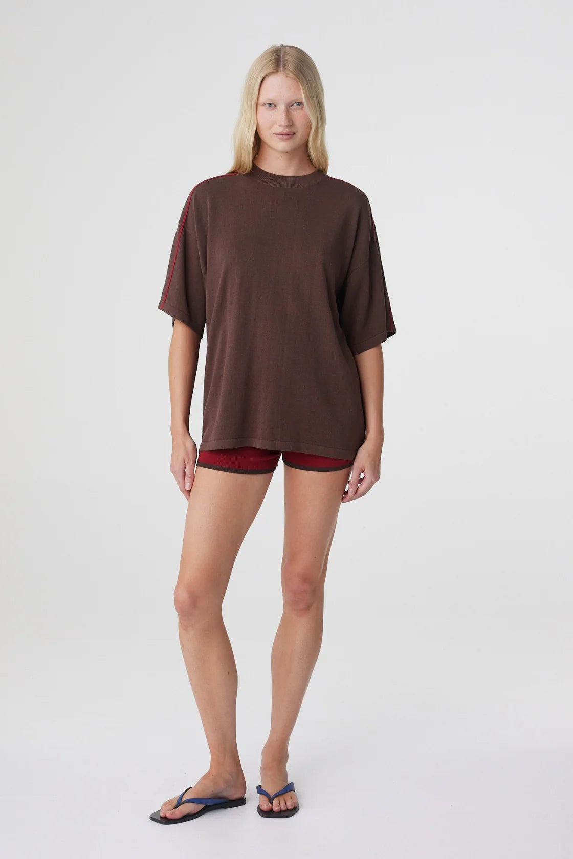 Pippa Oversized Tee - Espresso & Chilli