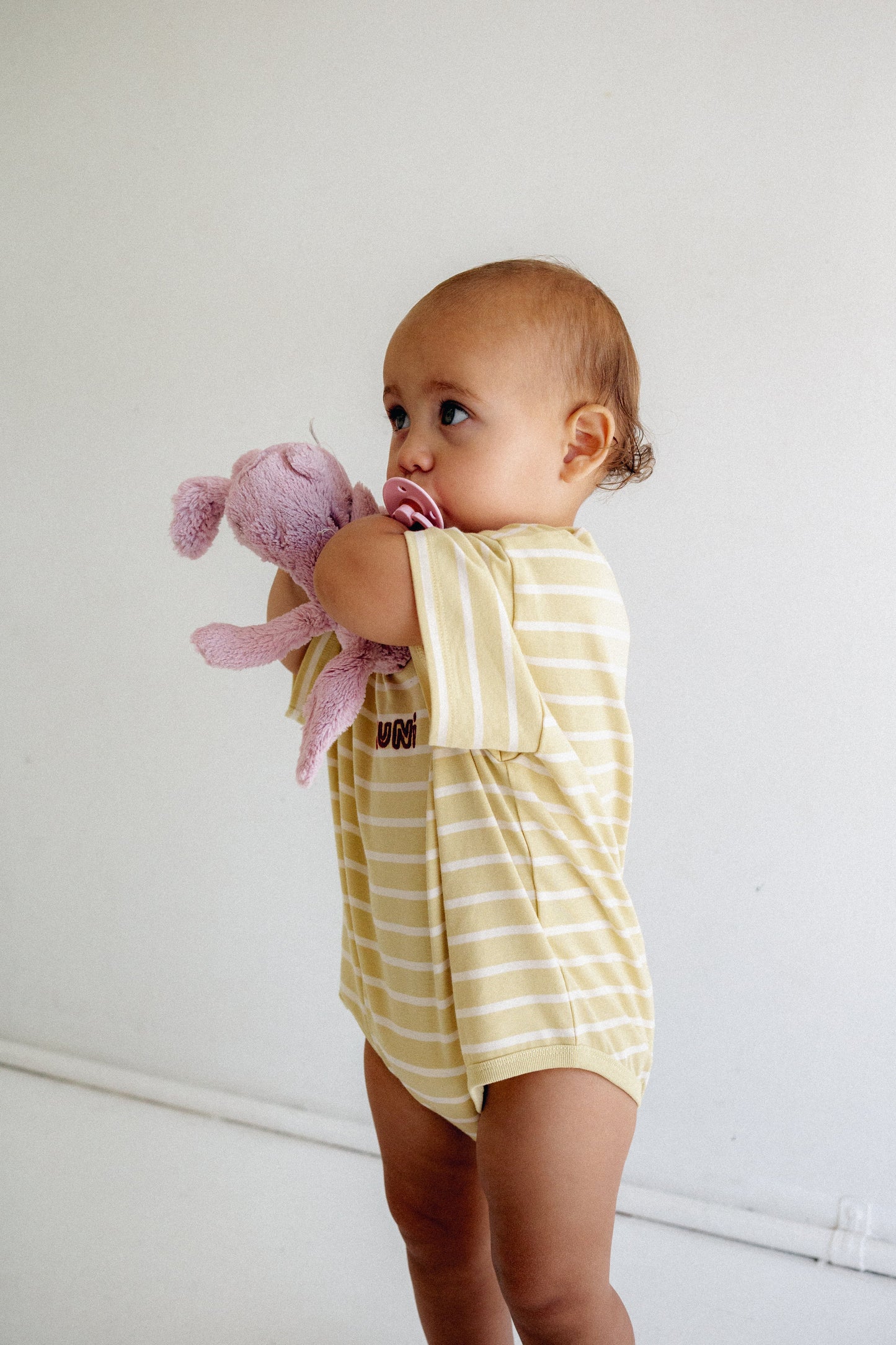 Riley T-Shirt Romper - Butter Stripe