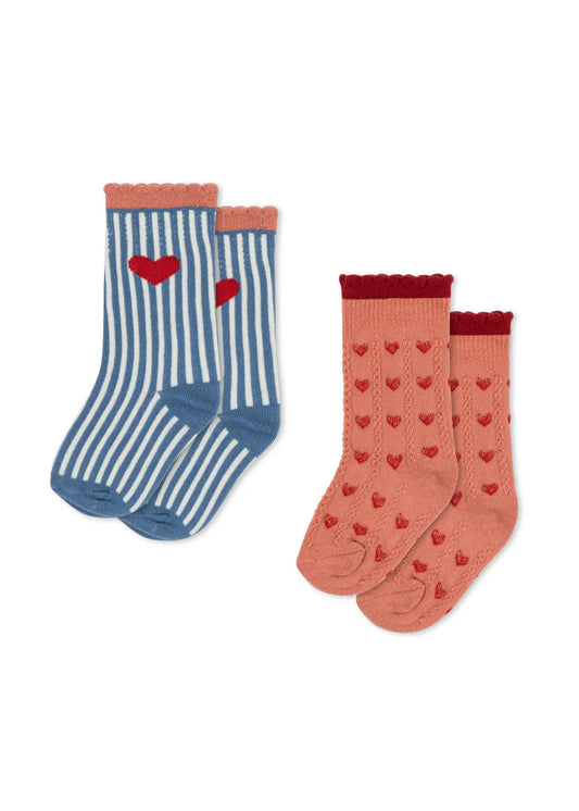 2 Pack Jacquard Socks - Heart Mix