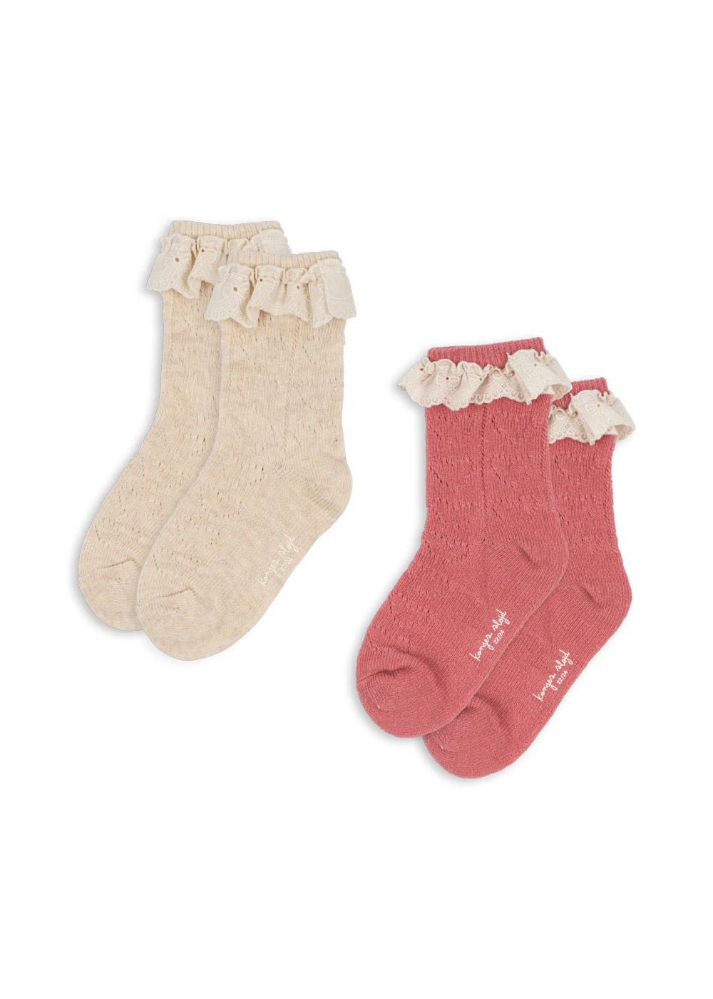 2 pack pointelle socks- pink mix