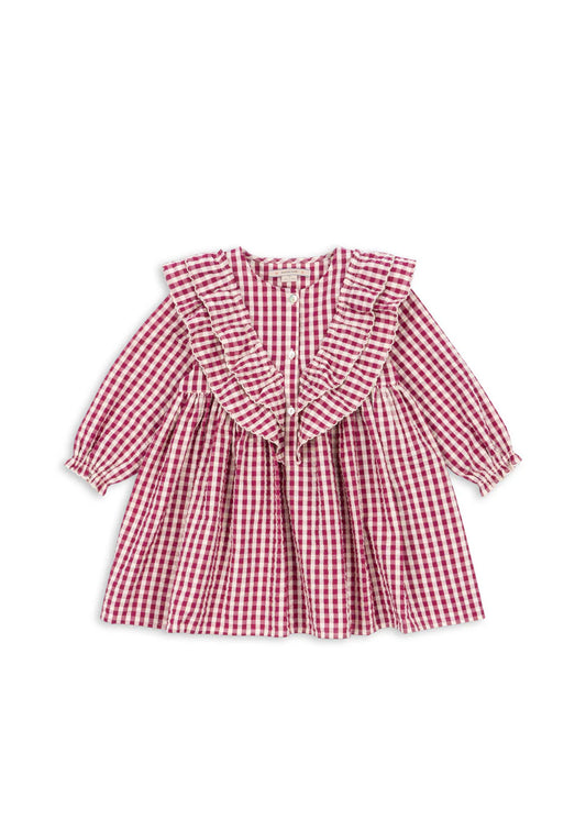 Kim Dress - Sangria/Butter Check