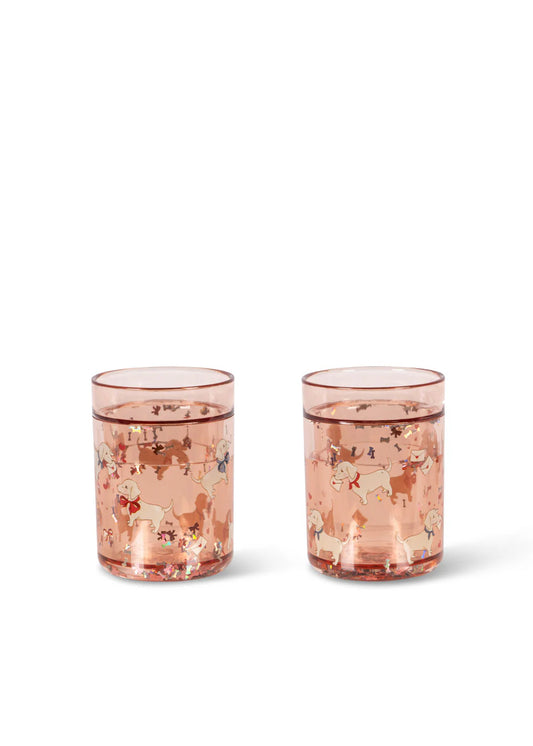 2 Pack Glitter Cups - Woof Letter Rose