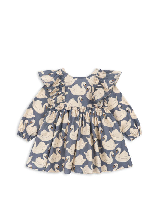 Evia Long Sleeve Bow Dress - Swan