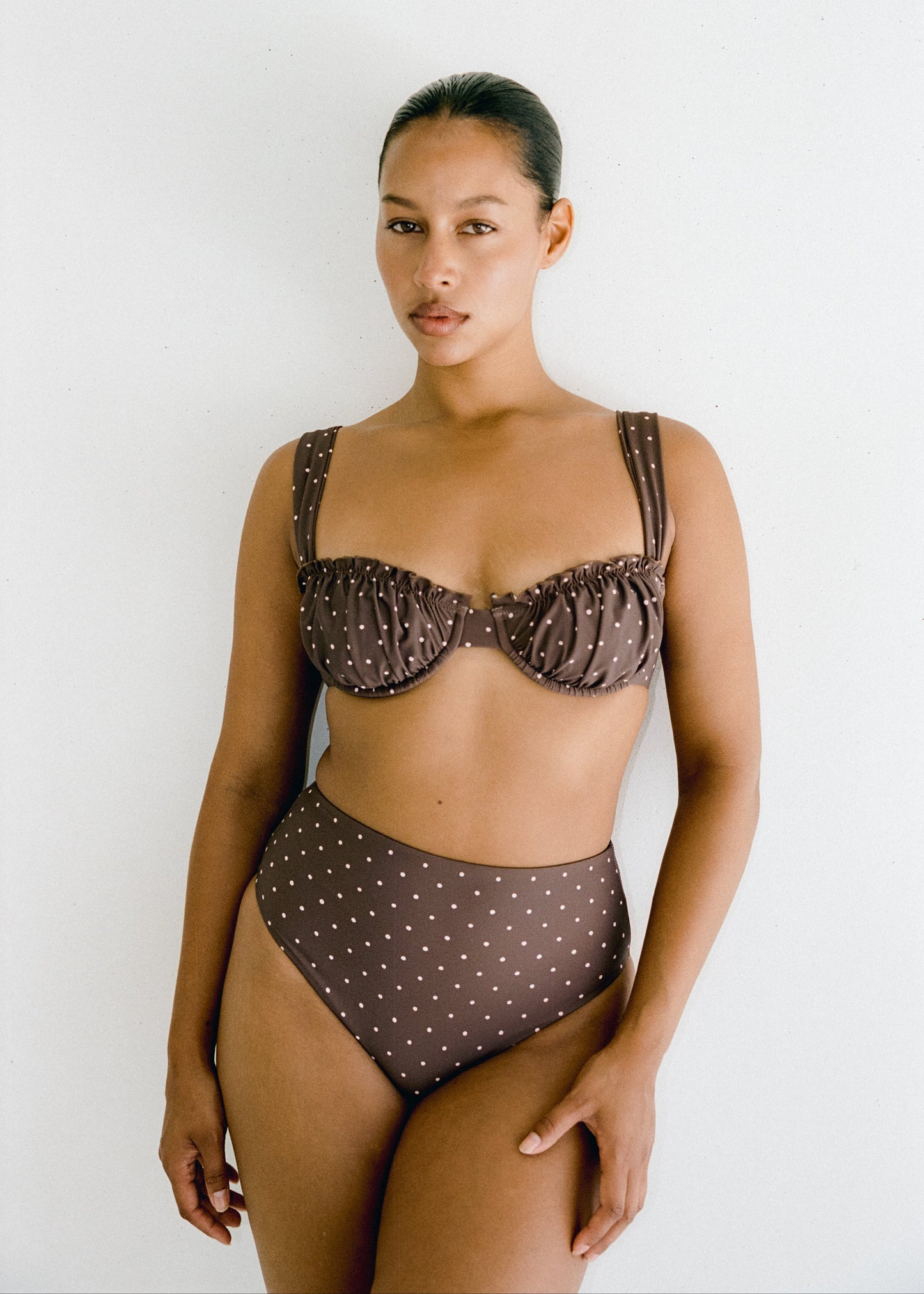 Evie Underwire Top - Cocoa Polka