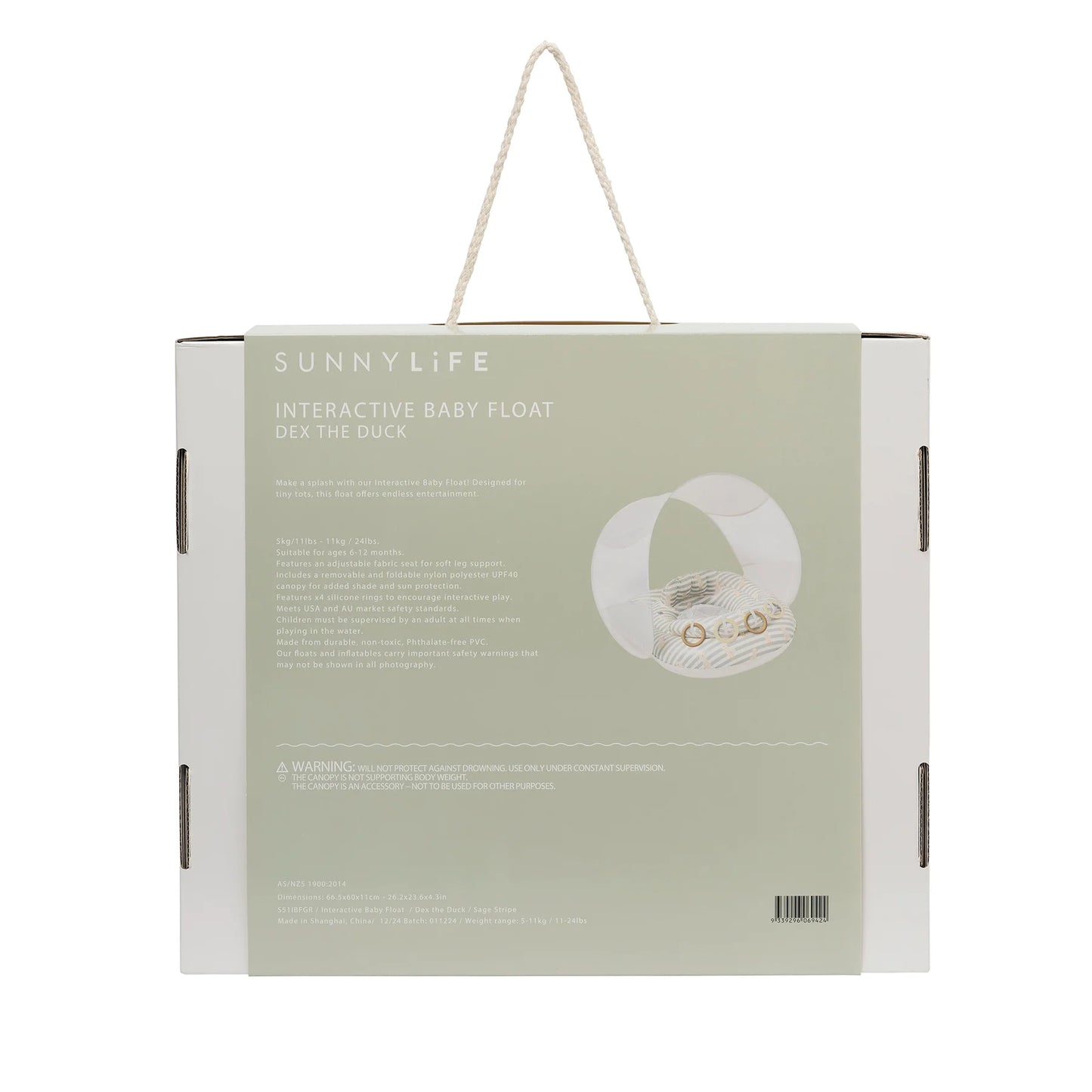 Interactive Baby Float - Duck Sage Stripe