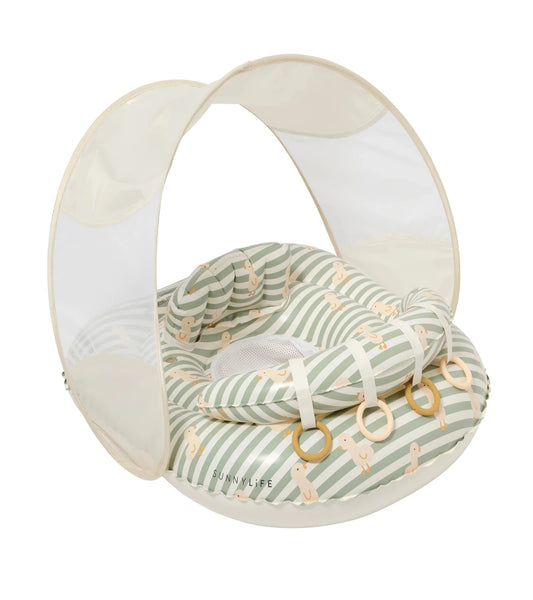 Interactive Baby Float - Duck Sage Stripe