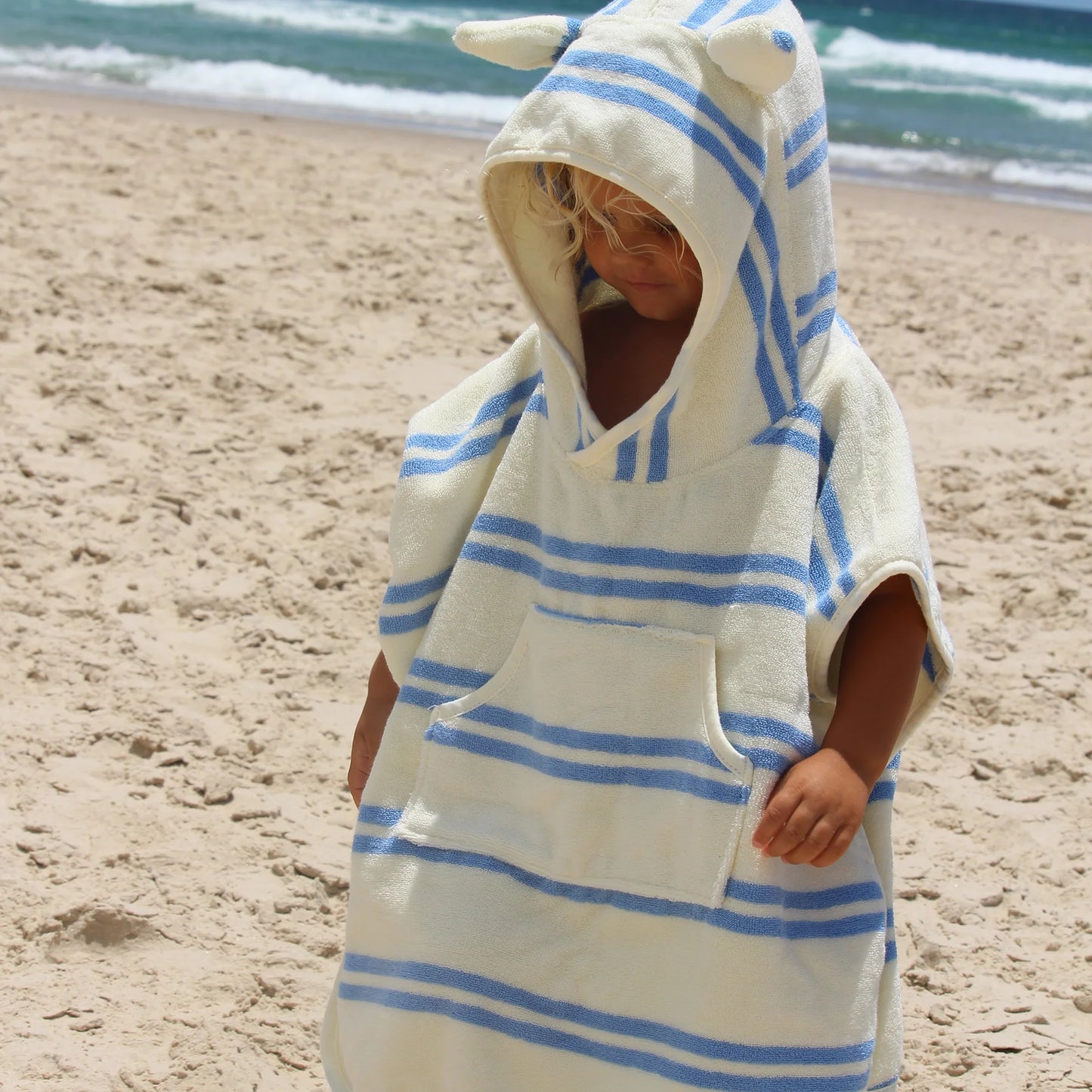 Kids Hooded Towel - Blue Stripe