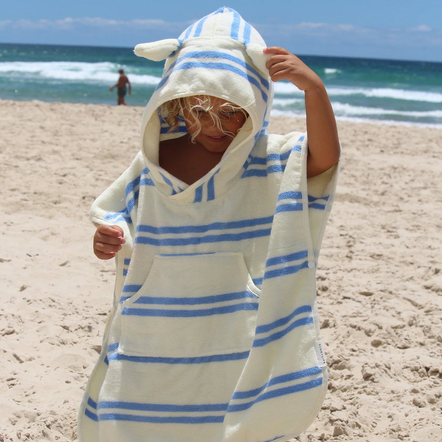 Kids Hooded Towel - Blue Stripe