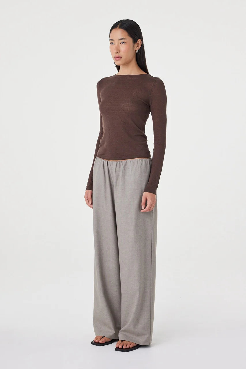 Annika Pant - Taupe Blue Pinstripe