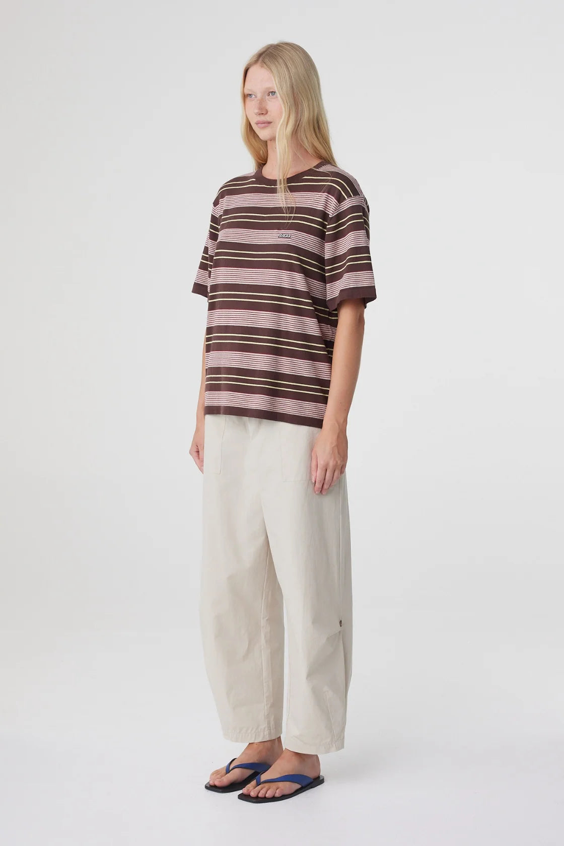 Noor Tee - Red & Brown Retro Stripe