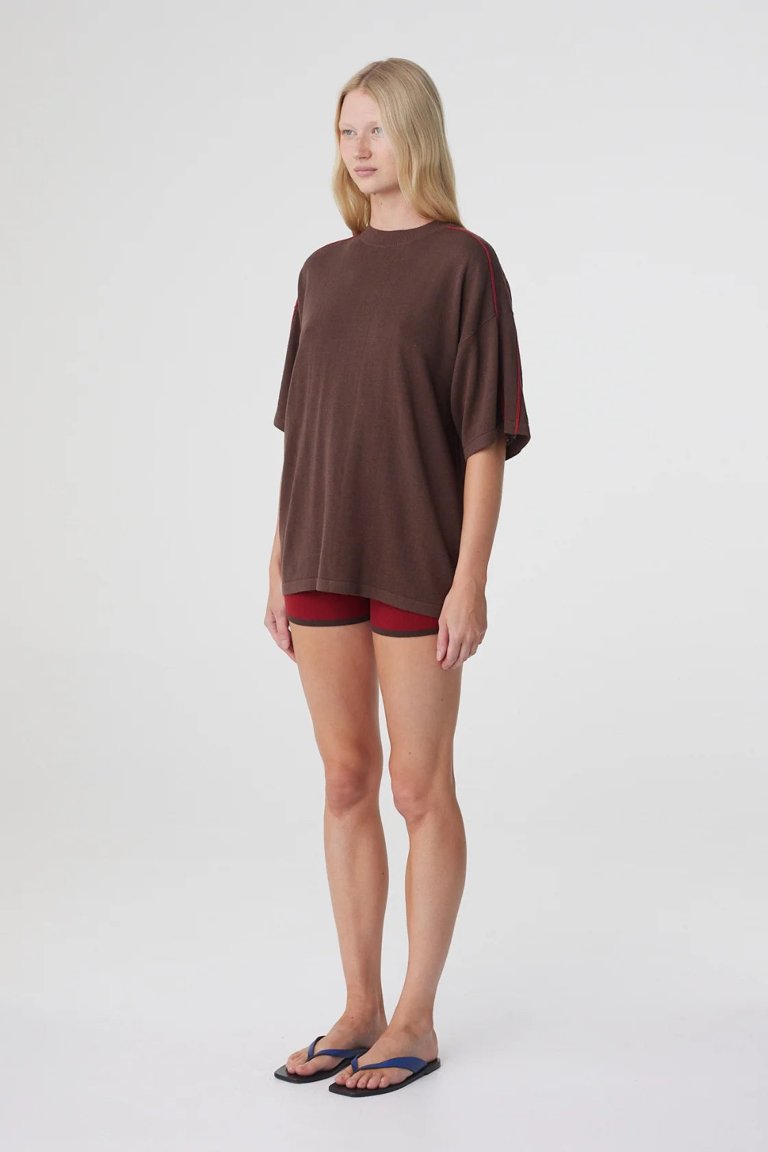 Pippa Oversized Tee - Espresso & Chilli