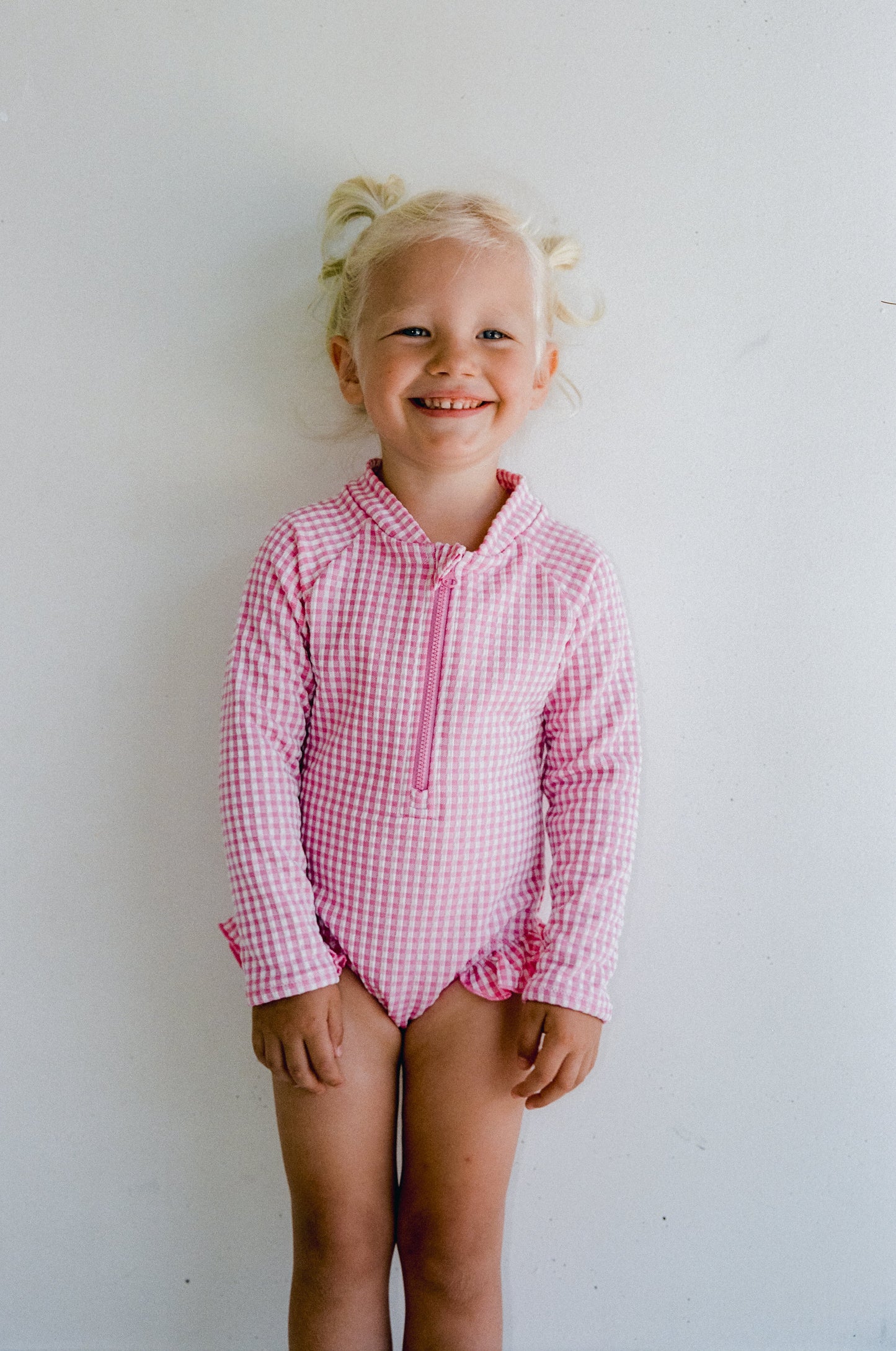 Letty Long Sleeve One Piece - Strawberry Gingham