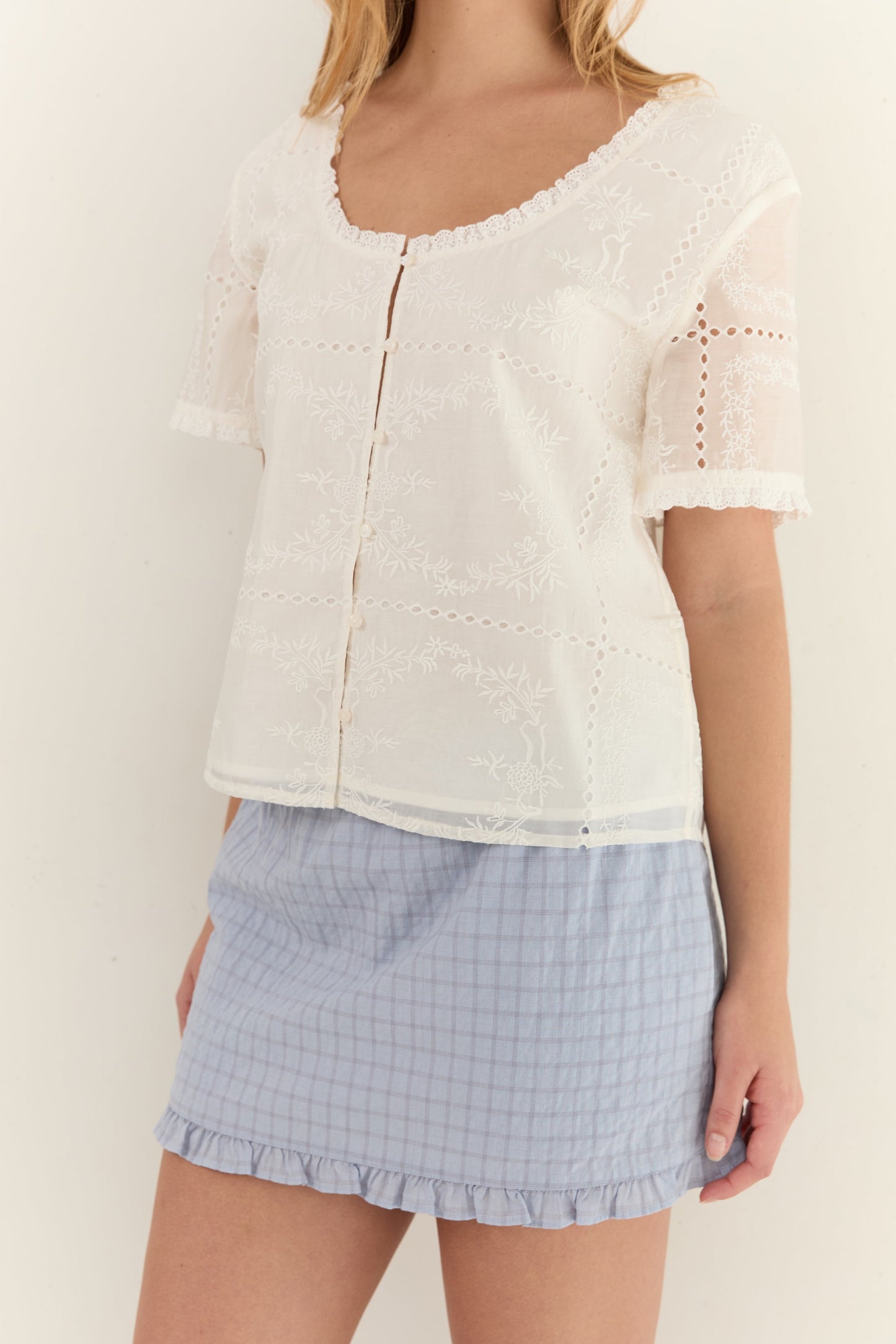 Alenka Lace Blouse - Blanc