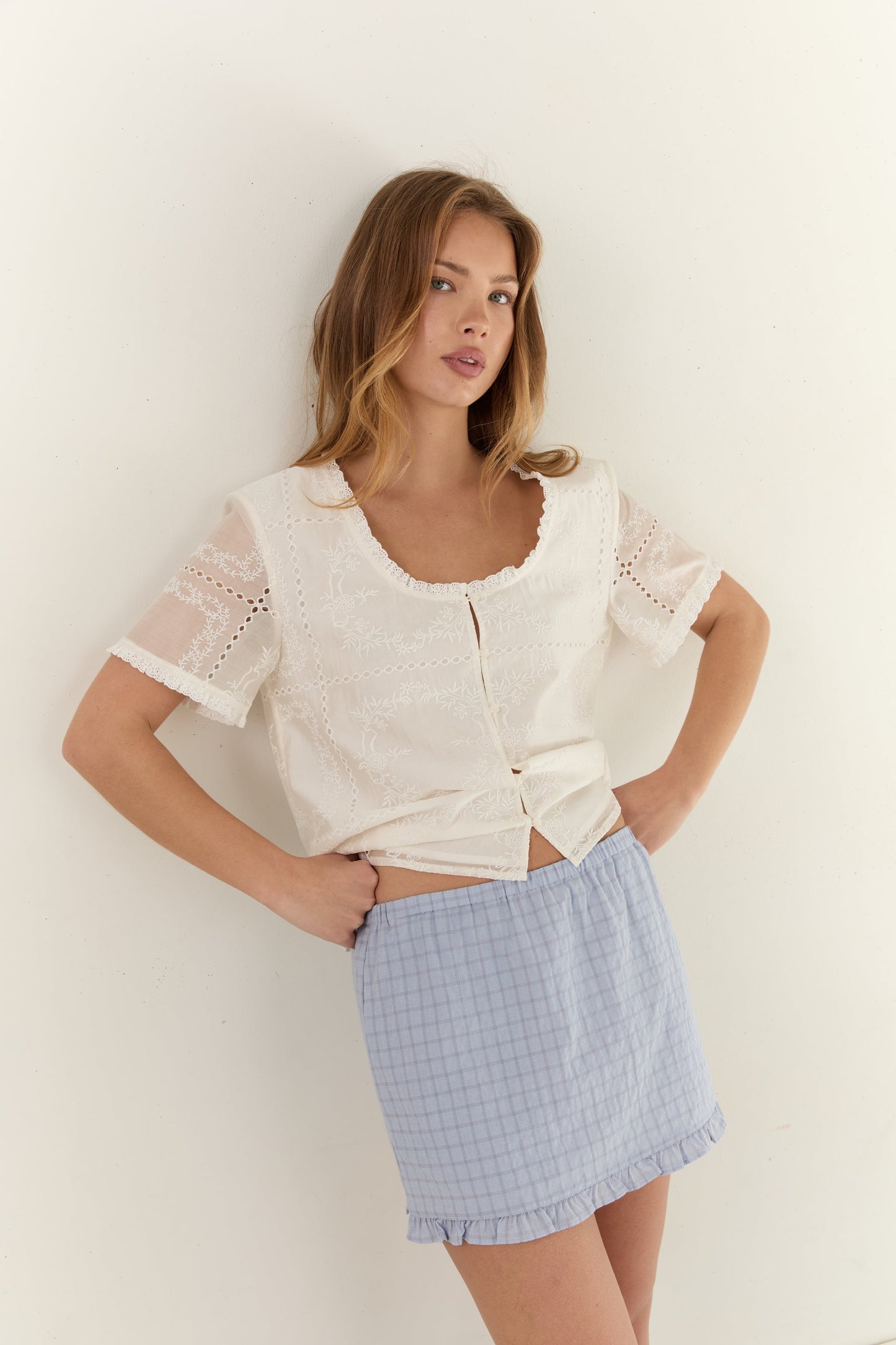 Andi Mini Skirt - Sky Check