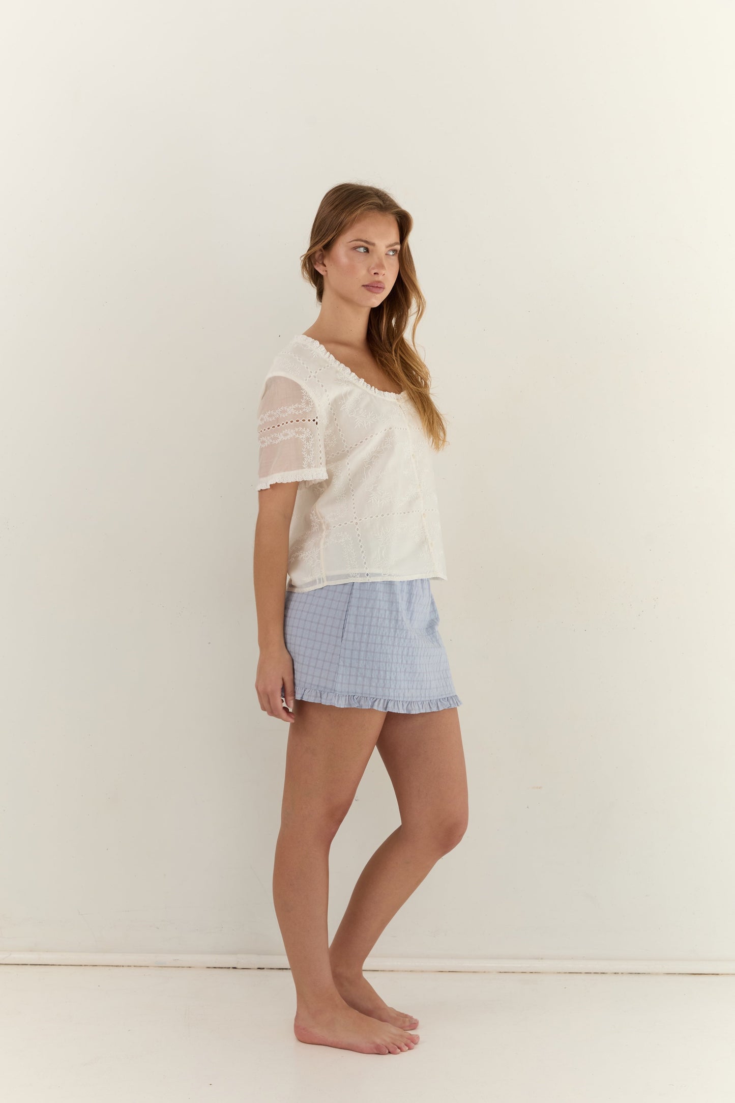 Andi Mini Skirt - Sky Check