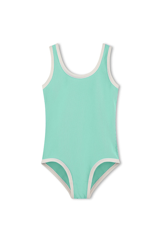 Mini Stripe Scoop One Piece - Aqua
