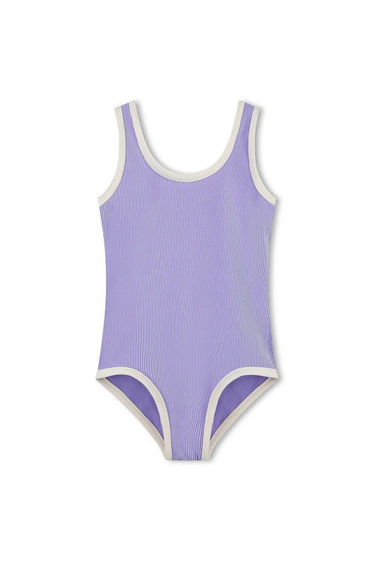 Mini Stripe Rib Scoop One Piece - Grape