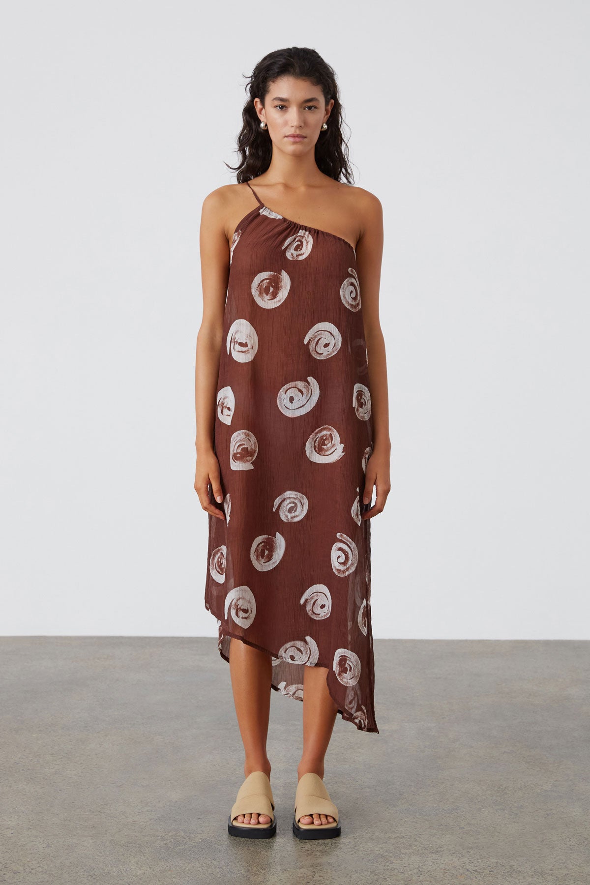 Cocoa Swirl Sheer Textured Dress