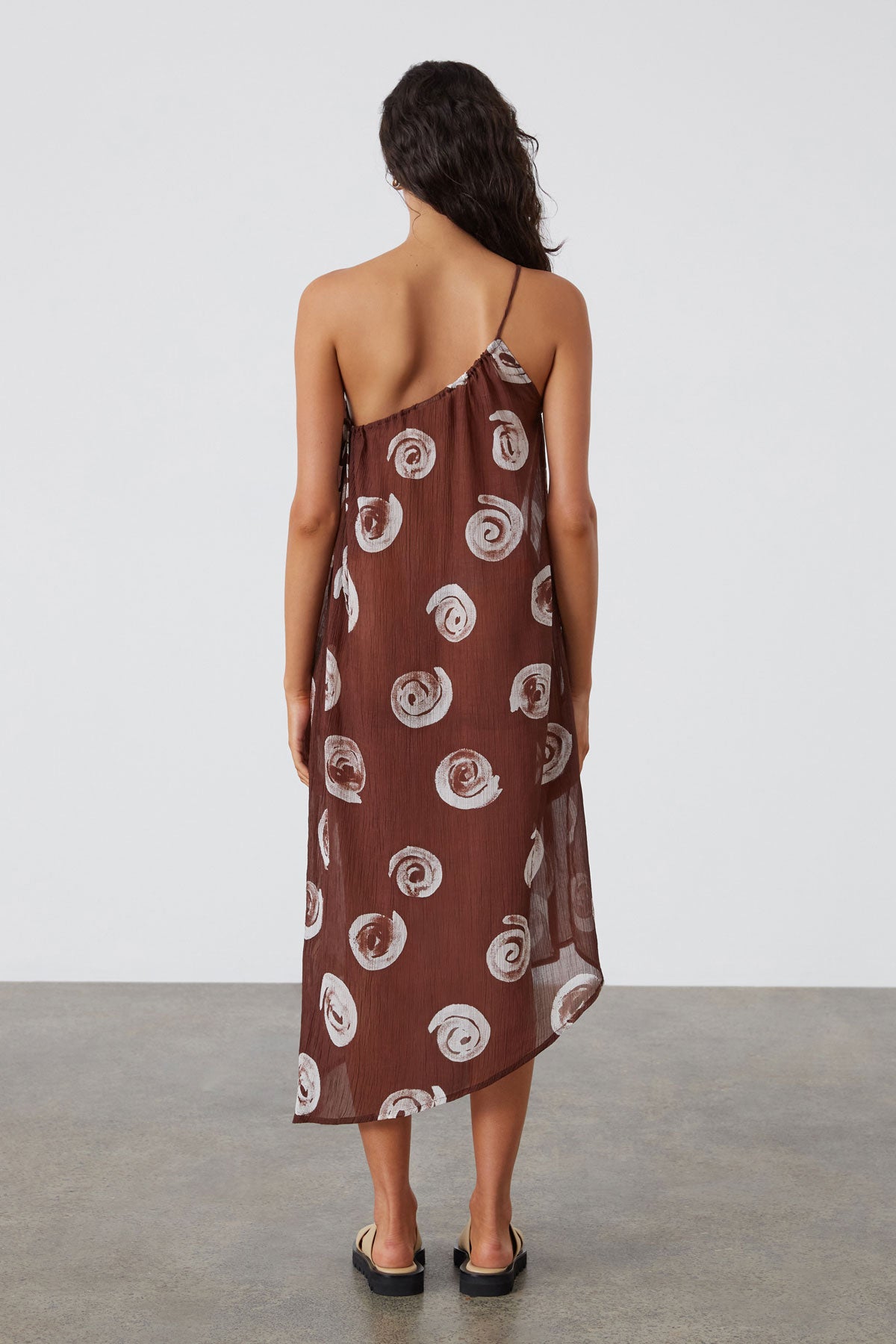 Cocoa Swirl Sheer Textured Dress