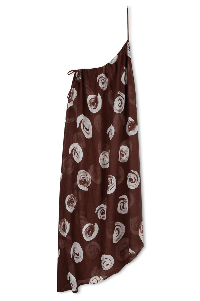 Cocoa Swirl Sheer Textured Dress