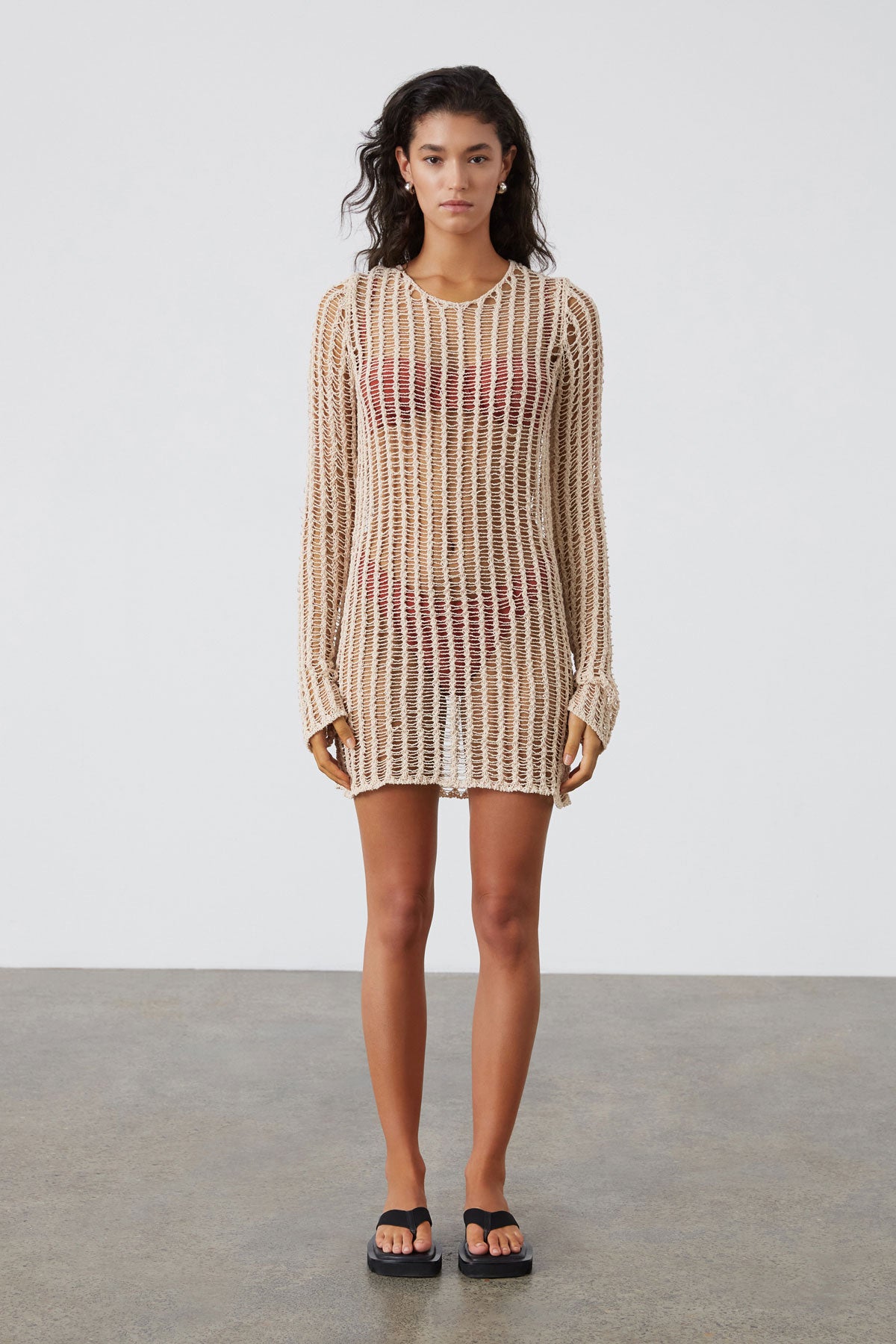 Natural Lattice Knit Dress