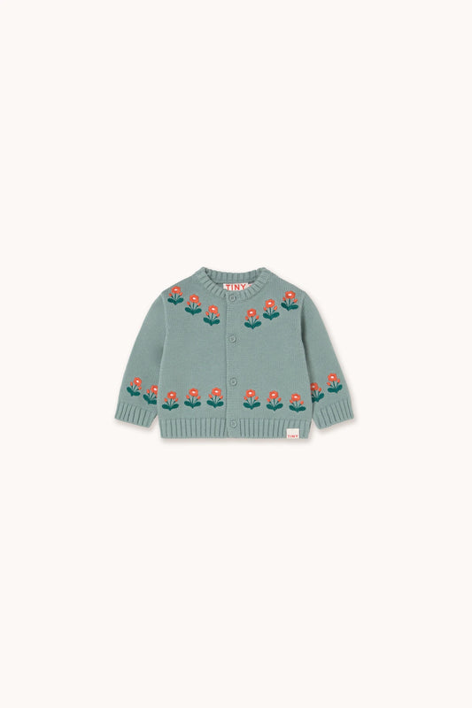 Flowers Baby Cardigan - Sage