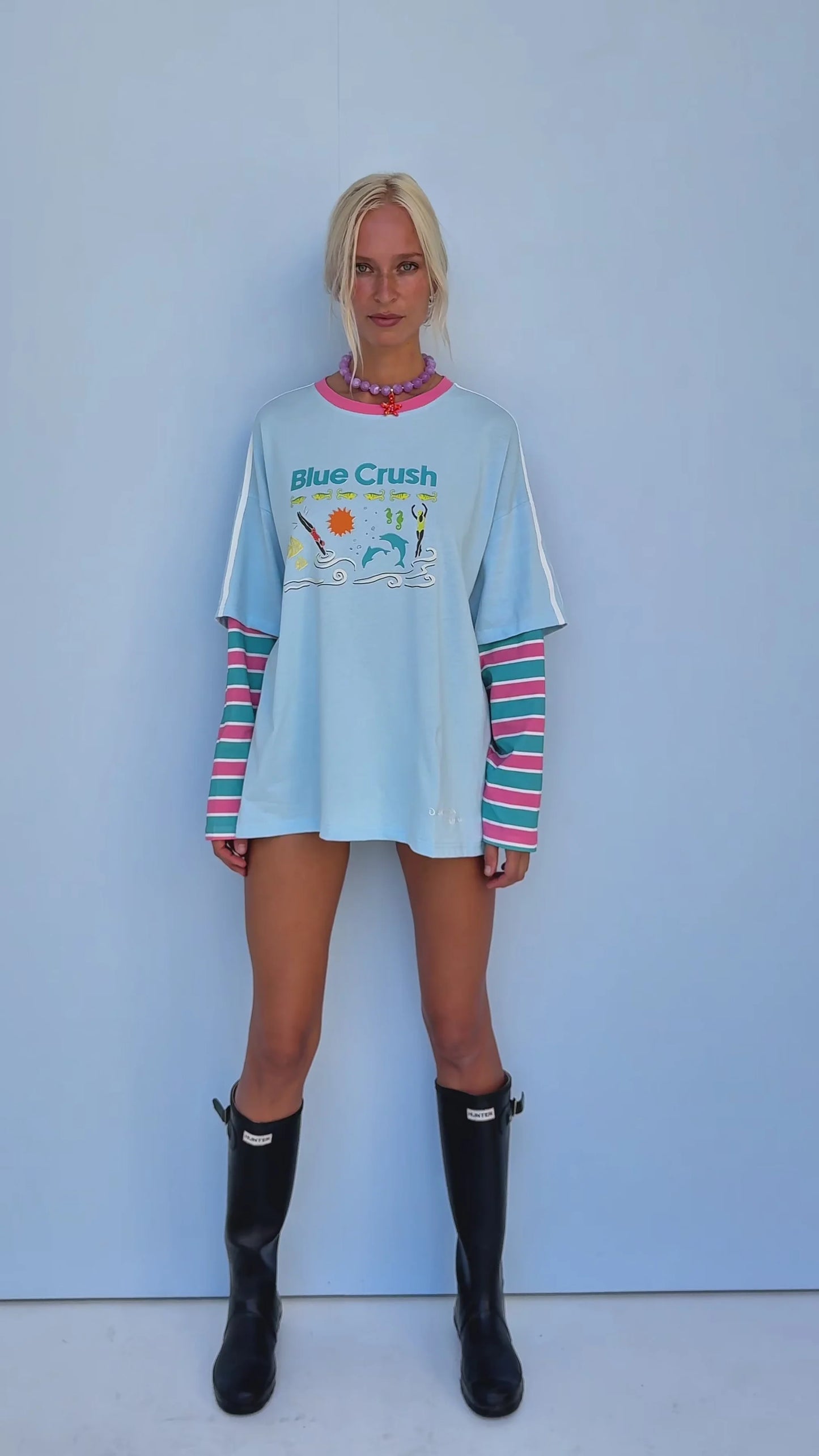 Adults Blue Crush Layered Long Sleeve Blue/Blue