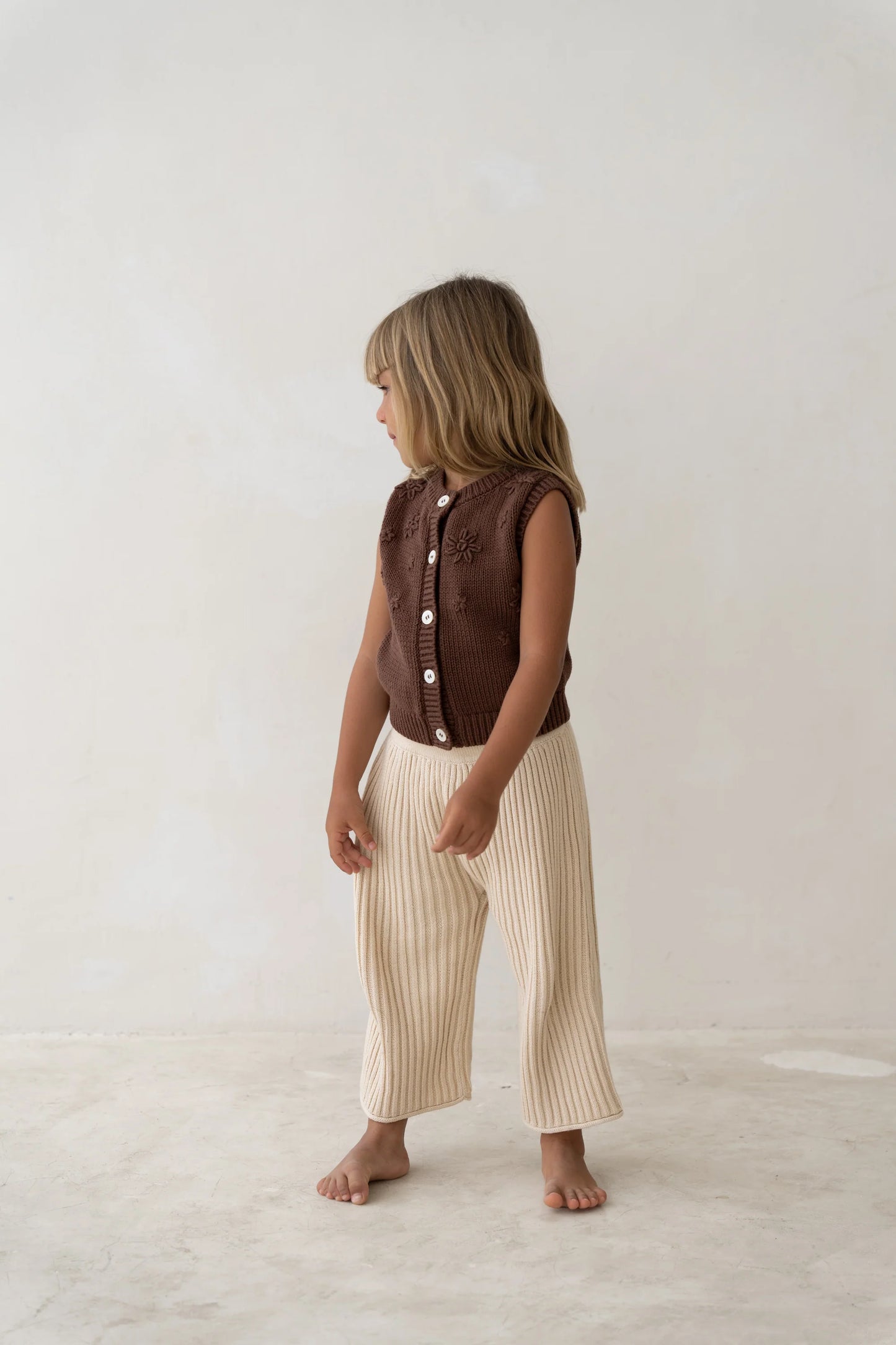 Floral Knit Vest - Cocoa