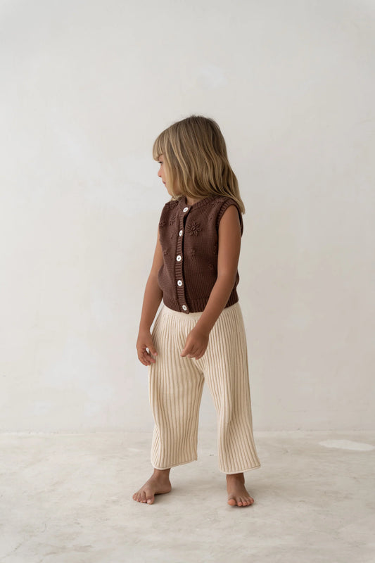 Floral Knit Vest - Cocoa