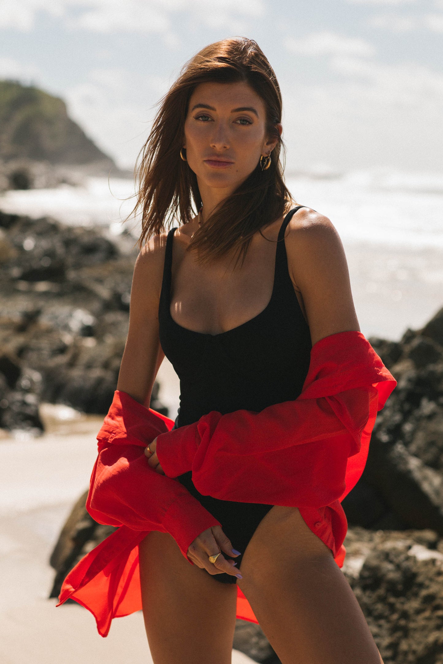 Balconette towelling one piece - Coal