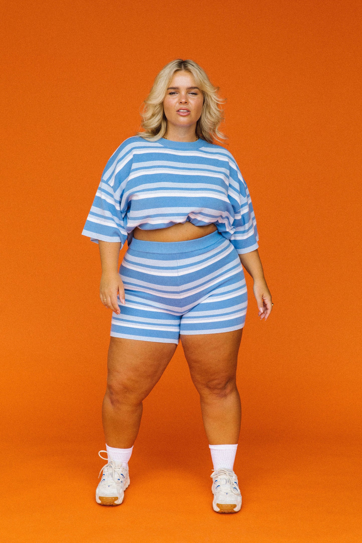 Essential Knit Bike Shorts - Ocean stripe
