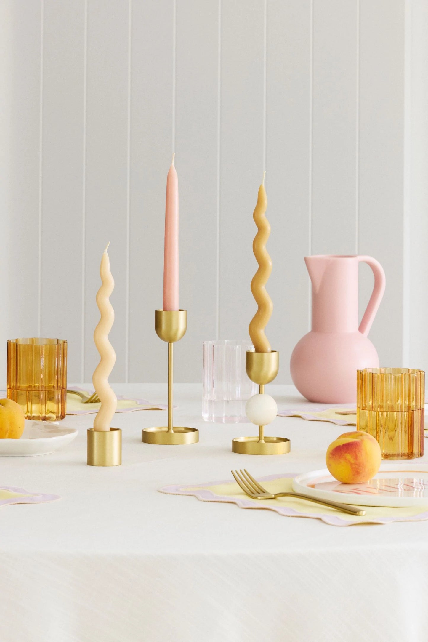 Wavy Taper Candle Set in Sunday Brunch