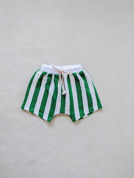 Pippa Terry Towel Striped Shorts - Green