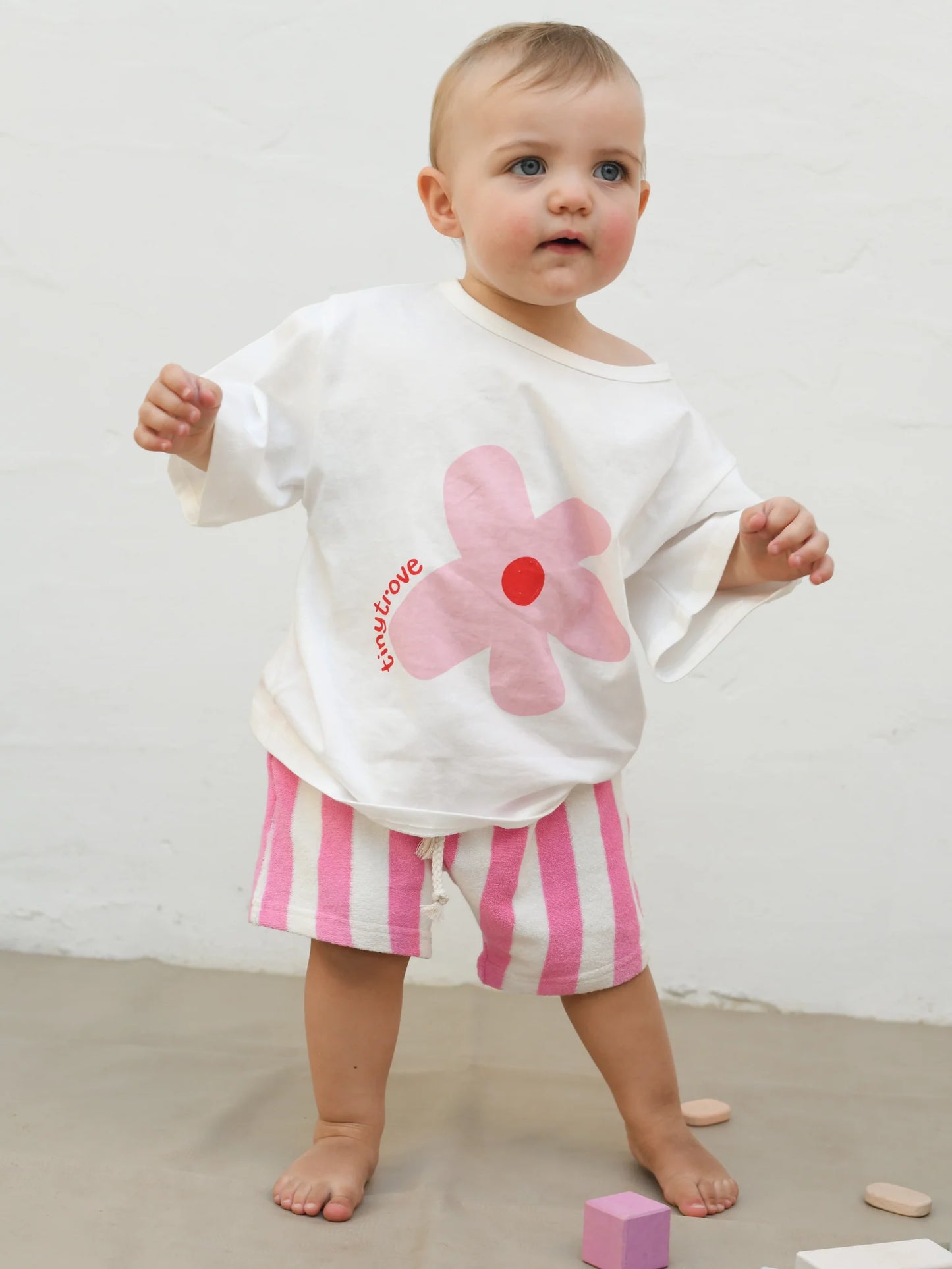 Pippa Terry Towel Striped Shorts - Pink