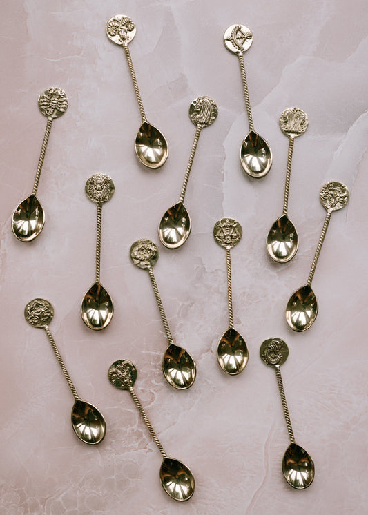Zodiac Brass Dessert Spoons